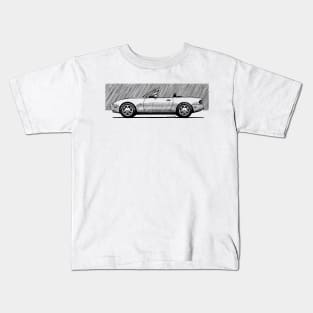 Handmade pen drawing of the Japanese roadster NA Kids T-Shirt